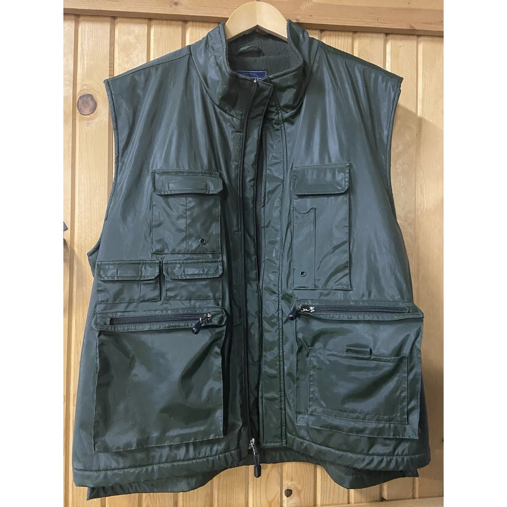 Vintage Common Man Dale Waters Green Hunting Fishing Vest Size L Polyurethane